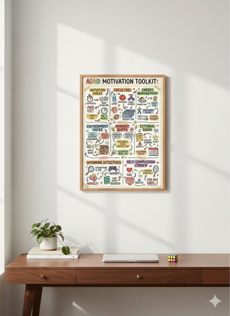 ADHD Motivation Toolkit Poster | Printable A2 A3 A4 | ADHD Tools ...