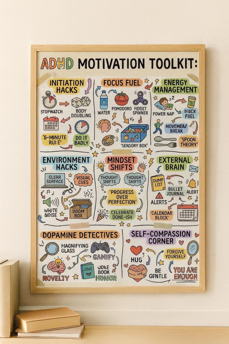 ADHD Motivation Toolkit Poster | Printable A2 A3 A4 | ADHD Tools ...