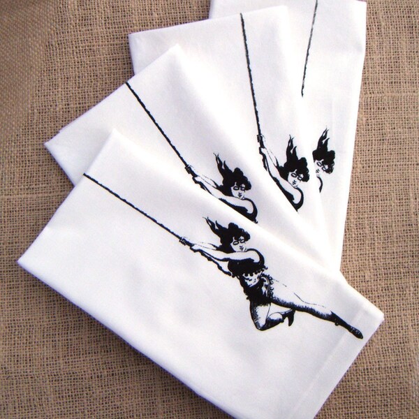 Cloth Table Napkins - Vintage Trapeze Lady  (Set of 4)