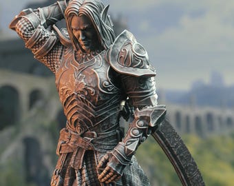 Drow Moon Paladin Miniature: 3D Resin Figure for D&D, Pathfinder