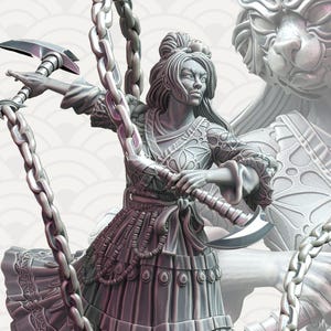 Samurai Cat Miniature: Rogue D&D, Pathfinder, Frostgrave - 32mm/75mm Resin