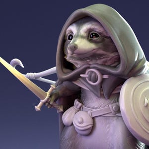 Raccoon Rogue: Miniatura sem pintura de D&D, RPG de mesa | Criaturas Pepunki | Modelos em escala de 32 mm e 75 mm