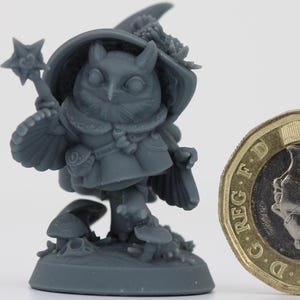 Owl Mage : Unpainted D&D, TTRPG Miniature | Pepunki Creatures | 32mm 75mm Scale Models