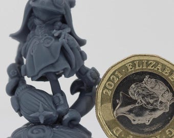 カエルの魔女、ほうき：未塗装D&D、TTRPGミニチュア | Pepunki Creatures | 32 mm 75 mmスケールモデル