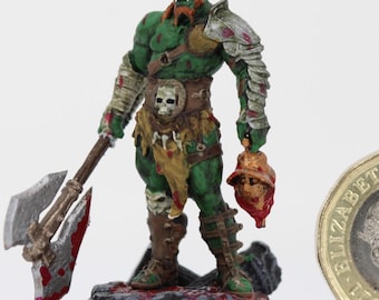 Orc Barbarian : Greataxe, Gladiator, Dungeons and Dragons Mini RPG Tabletop Miniature DnD Painting Pathfinder 5e DnD