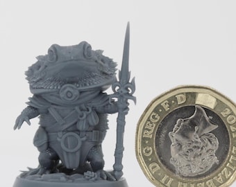 Bearded Dragon Lizard Warrior : Unpainted D&D, TTRPG Miniature | Pepunki Creatures | 32mm 75mm Scale Models