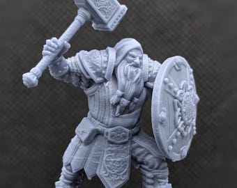 Tors, clérigo enano miniatura: Dungeons and Dragons Mini RPG Mesa Miniatura DnD Pintura Pathfinder 5e DnD