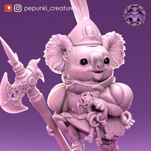 Koala Wache : Unbemalte D & D, TTRPG Miniatur | Pepunki Kreaturen | 32 mm 75 mm Modelle
