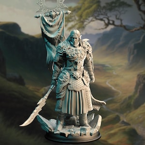 Elf Knight Miniature: Rolen, Resin Model for D&D, Pathfinder (32mm/75mm)