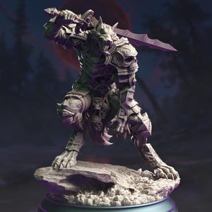 Corsicus Werewolf Knight: 3D Resin Miniature for D&D, Pathfinder (32mm/75mm)