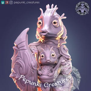Seahorse Guardian : Unpainted D&D, TTRPG Miniature | Pepunki Creatures | 32mm 75mm Scale Models
