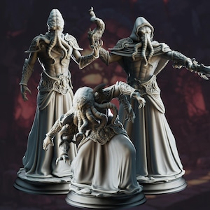 Ascended Mindflayers Trio: 32mm Resin Miniature for D&D, Pathfinder