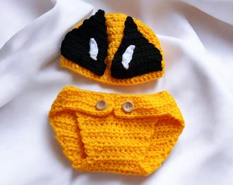 Disfraz de Lobezno para recién nacido para Halloween (juego de crochet)