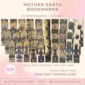 Mother Earth Bookmarks | Printable Goddess Bookmarks for Women | Meditation & Spiritual Art | Yoga Gifts | Digital Nature Bookmark Set