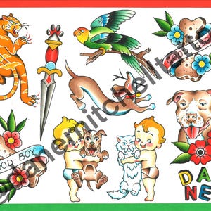 Animal Lover Tattoo Flash