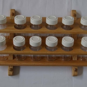 Wooden Spice Rack Oak 12 jar (2 shelves of 6 jars)