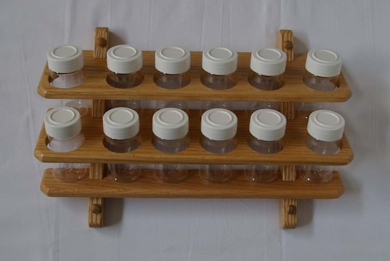 Wooden Spice Rack Oak 12 Jar (2 Shelves of Jars)