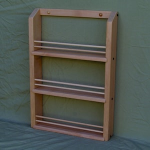 Unfinished Alder Triple Shelf Classic Spice Rack