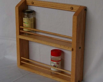 Oak Wooden Double Shelf Classic Spice Rack