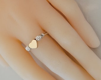 Sterling Silver Ring with 14K Gold Plated Heart