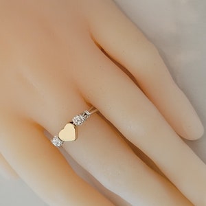 Sterling Silber Ring mit 14K Vergoldetes Herz