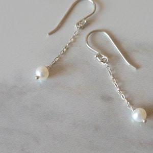 Pearl Earrings with Sterling Silver Chain