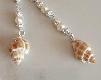 Shell Earrings with Freshwater Pearls