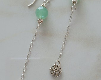 Aventurine Earrings with Sterling Silver Charms and Chain