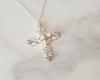 Swarovski Crystal Cross, Iridescent