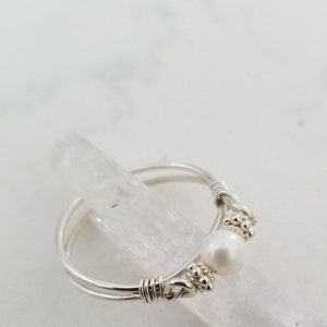 Pearl Band, Purity Ring,with Inspirational Card, Sterling Silver