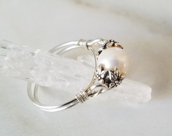 Pearl Ring, Sterling Silver Band