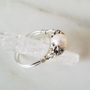 Pearl Ring, Sterling Silver Band