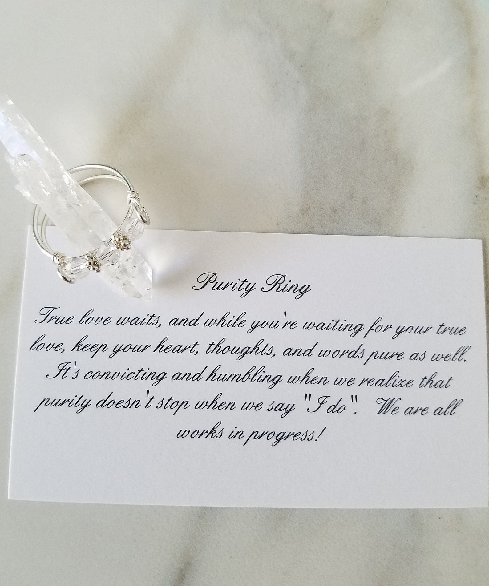 Crystal Ring Purity Ringwith Inspirational Card Sterling Etsy