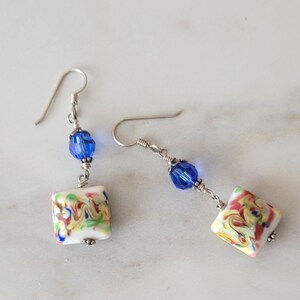 Earrings Austrian Crystal, Sterling Silver