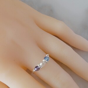 Birthstone Chain Ring, Sterling Silver with Austrian Crystals image 1