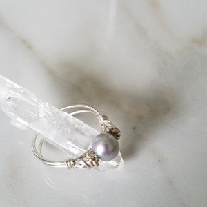 Pearl Ring, Sterling Gray Freshwater Pearl, Sterling Silver