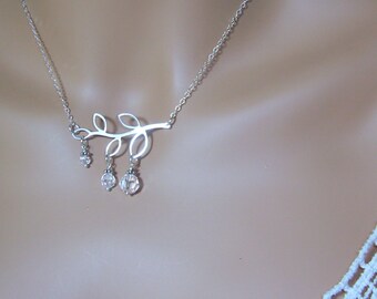 Tree Branch with Swarovski Crystals, Sterling Silver, Gifts, Brides, Bridesmaids, Mother of the Bride