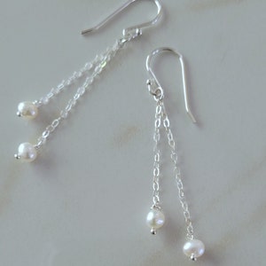 Pearl Earrings with Sterling Silver Chain