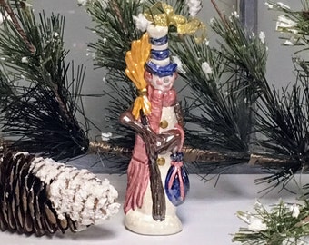 Ceramic Oakknob Snowman Christmas Ornament with Broom