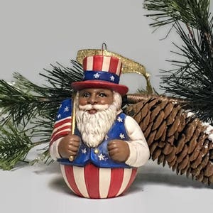 Ceramic African American Patriotic Christmas Ornament image 1
