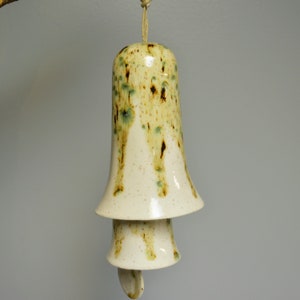 Ceramic Small Stack Wind Bell Wind Chime - Cappuccino Mint Spiced Cream