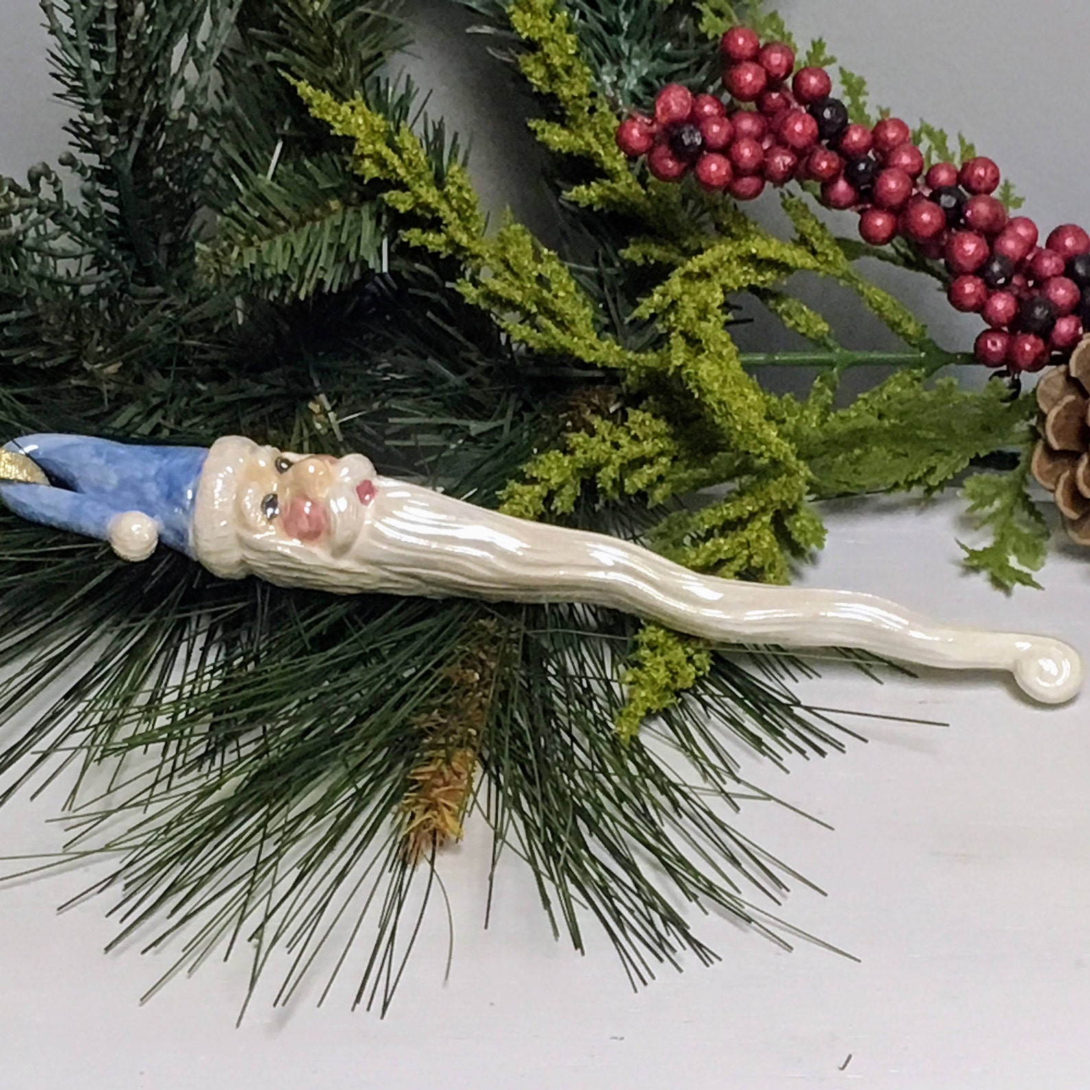 Ceramic Santa Christmas Ornament Santacicle Light Blue - Etsy