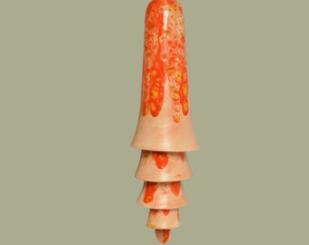 Ceramic Cone Bell Wind Chime -Pale Orange, Bright Orange, Cream