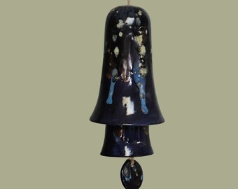 Ceramic Small Stack Wind Bell Wind Chime - Galaxy Blue, Light Blue, Grape Purple, Yellow and Grey