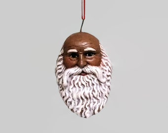 Ceramic Christmas Ornament - African American Santa Claus