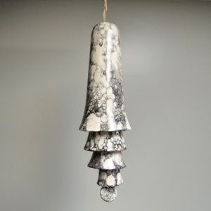 Ceramic Cone Bell Wind Chime - Black and White Bubble Glaze