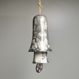 Ceramic Small Stack Wind Bell Wind Chime - Black and White Bubble Glaze