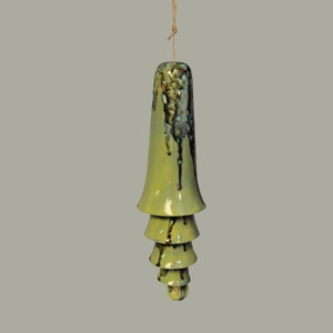 Ceramic Wind Bell Wind Chime - Sage Green Mocha Brown
