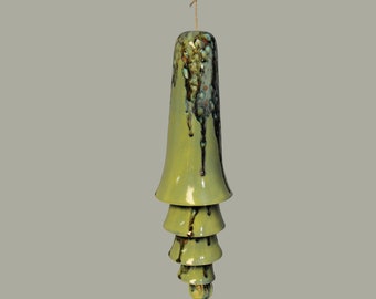 Ceramic Wind Bell Wind Chime - Sage Green Mocha Brown