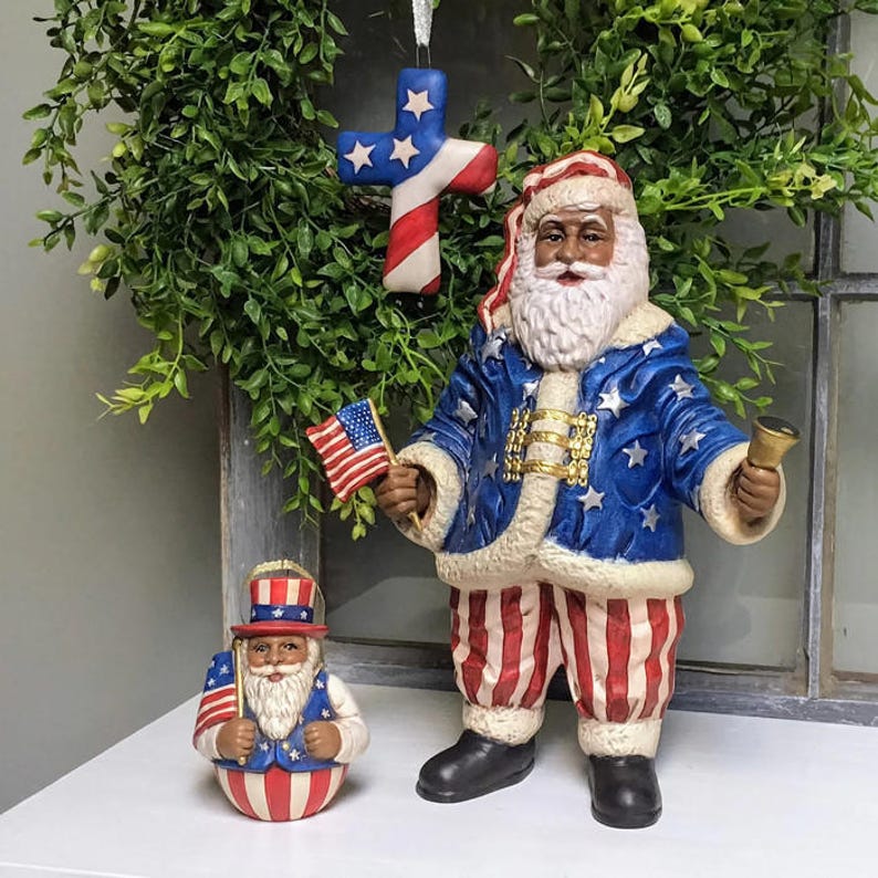 Ceramic African American Patriotic Christmas Ornament image 9